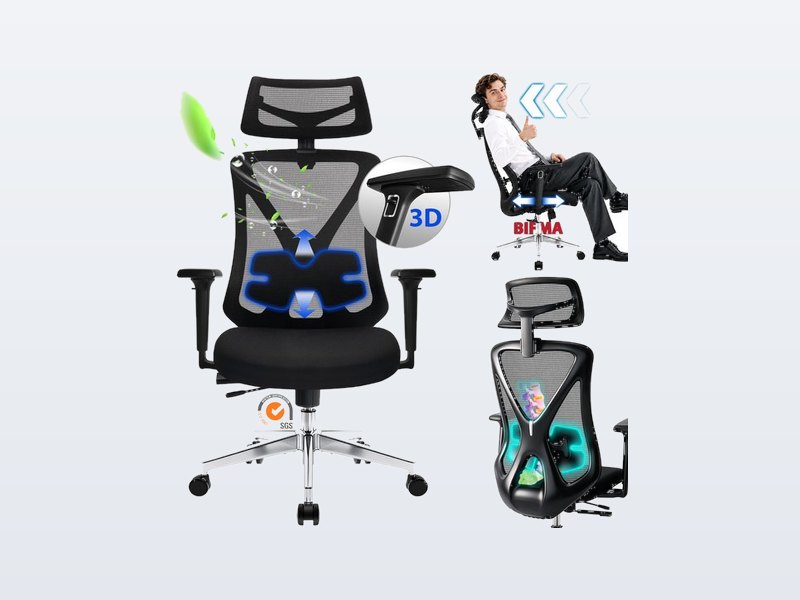 Durrafy Ergonomische Bureaustoel 200 kg met NEN-EN 1335, ergonomische bureaustoel, mesh rug, 200 kg, nen-en 1335, uit de test van Het Oordeel