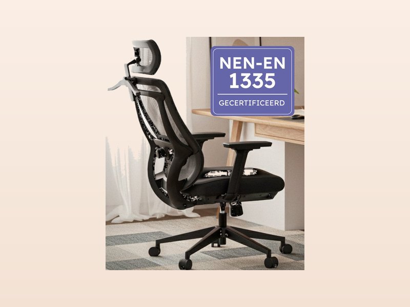 Roveo Ergonomische Bureaustoel, ergonomische bureaustoel, mesh rug, kantelbare rugleuning, uit de test van Het Oordeel