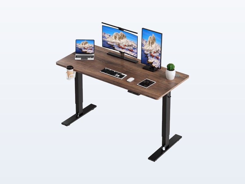 Zit-Sta Bureau 140 x 70 cm met Anti-botsingstechnologie, zit-sta bureau, enkele motor, 140 x 70 cm, uit de test van Het Oordeel