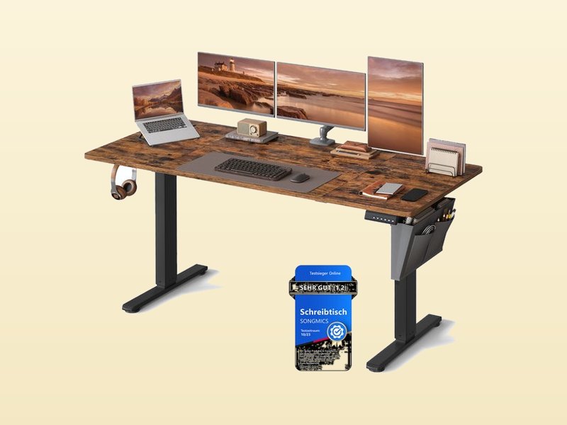 SONGMICS Zit-Sta Bureau Elektrisch 160 x 70 cm, zit-sta bureau, enkele motor, 160 x 70 cm, uit de test van Het Oordeel